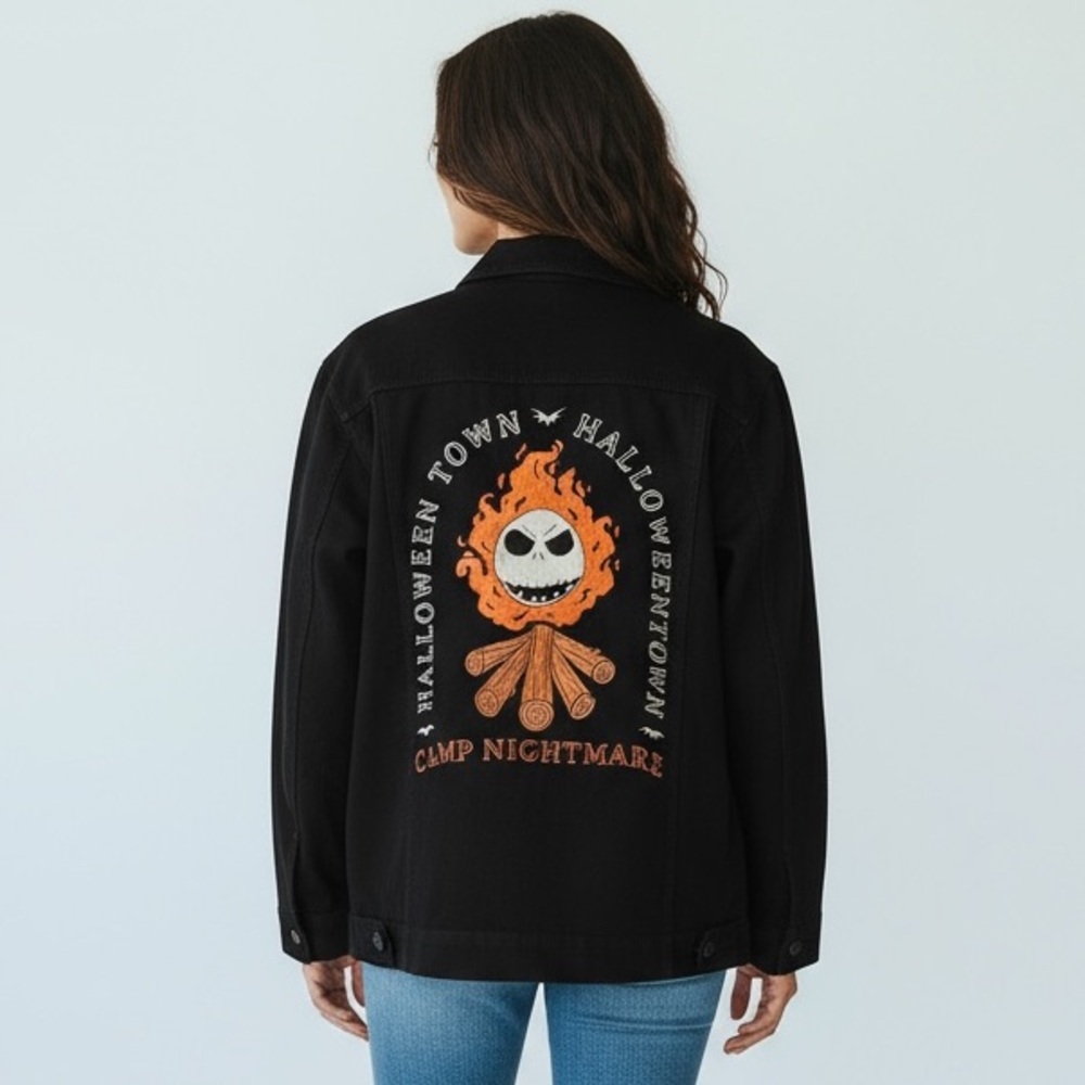 Disney Nightmare Embroidered Corduroy Shacket Women's S/M Black‎ Halloween EUC